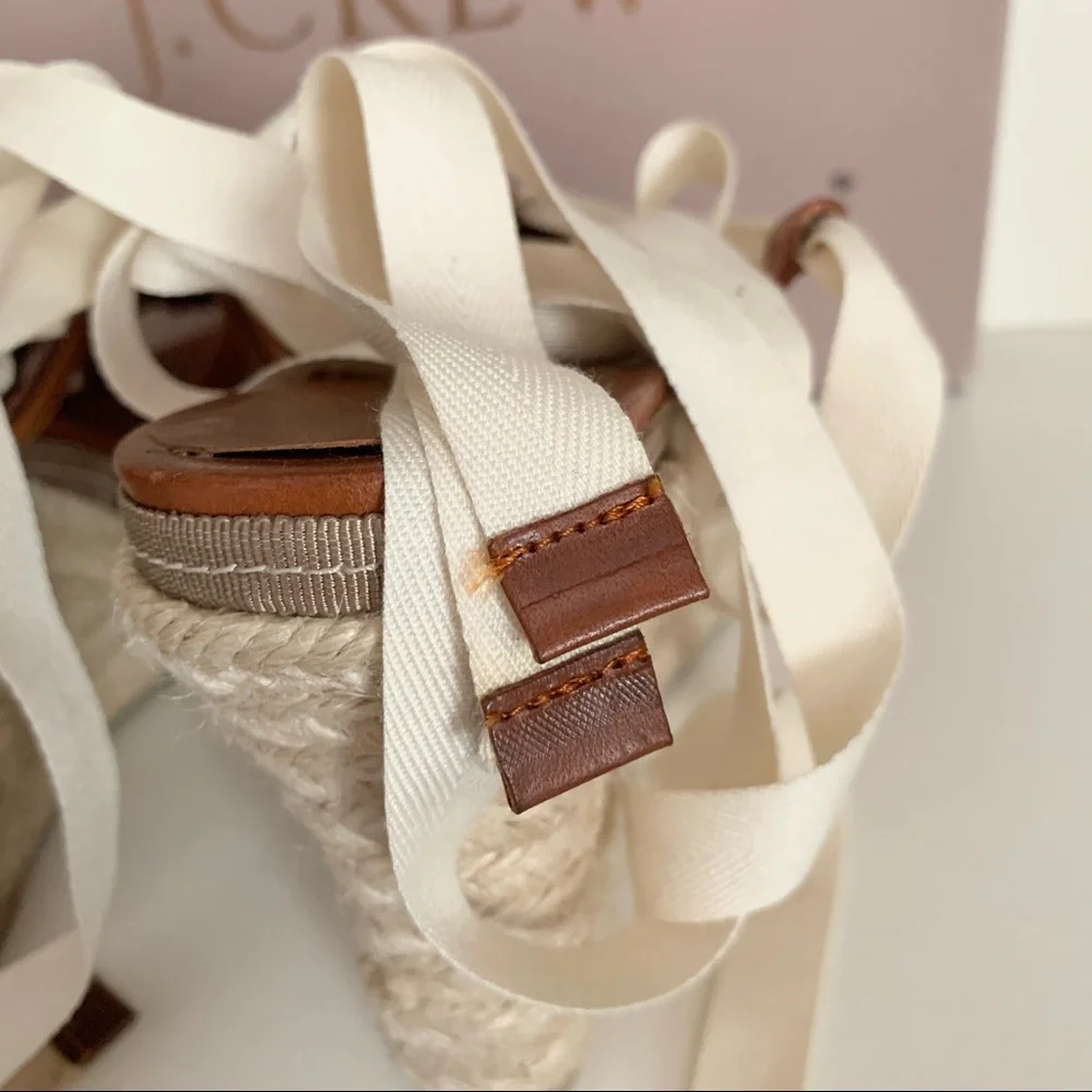 J. Crew leather espadrille wedge sandals Italy